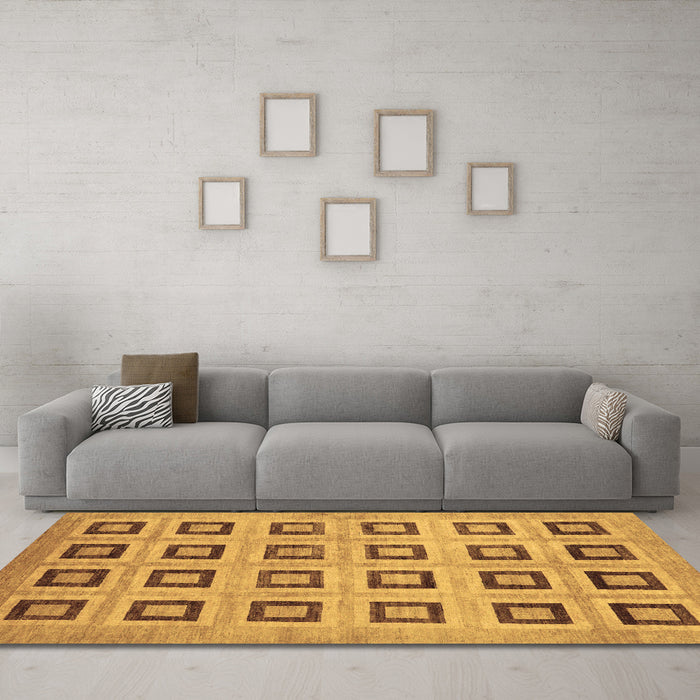 Machine Washable Abstract Brown Modern Rug in a Living Room,, wshabs308brn