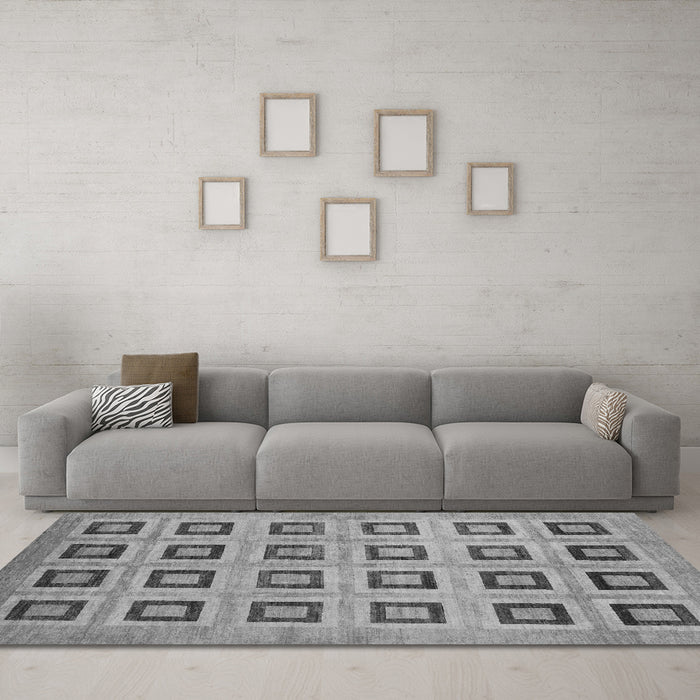 Machine Washable Abstract Gray Modern Rug in a Living Room,, wshabs308gry