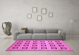 Machine Washable Abstract Purple Modern Area Rugs in a Living Room, wshabs308pur