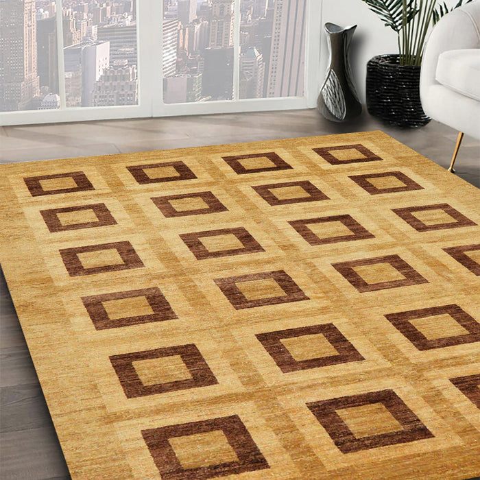 Abstract Sedona Brown Modern Rug in Family Room, abs308
