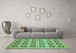 Machine Washable Abstract Turquoise Modern Area Rugs in a Living Room,, wshabs308turq