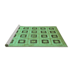 Sideview of Machine Washable Abstract Turquoise Modern Area Rugs, wshabs308turq