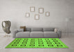 Machine Washable Abstract Green Modern Area Rugs in a Living Room,, wshabs308grn