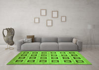 Machine Washable Abstract Green Modern Rug, wshabs308grn