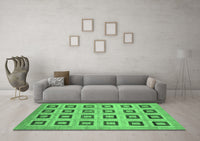 Machine Washable Abstract Emerald Green Modern Rug, wshabs308emgrn