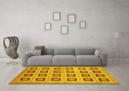 Machine Washable Abstract Yellow Modern Rug in a Living Room, wshabs308yw