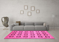 Machine Washable Abstract Pink Modern Rug, wshabs308pnk