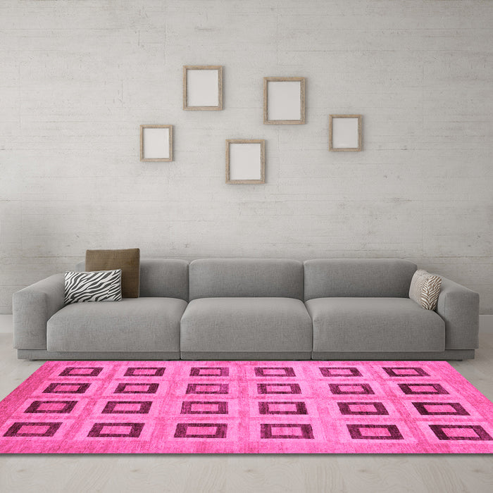 Machine Washable Abstract Pink Modern Rug in a Living Room, wshabs308pnk