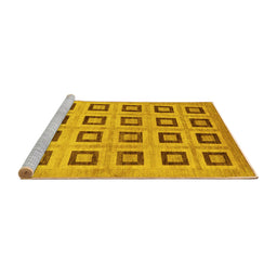 Sideview of Machine Washable Abstract Yellow Modern Rug, wshabs308yw