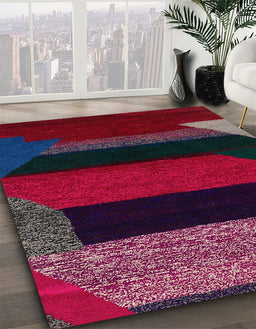Abstract Plum Purple Modern Rug in Family Room, abs3090