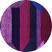 Round Machine Washable Abstract Purple Modern Area Rugs, wshabs3090pur