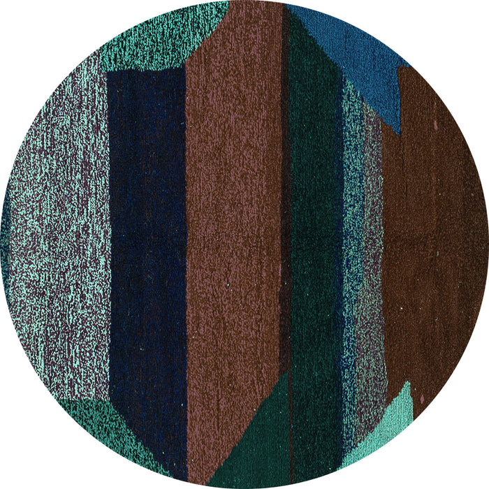 Round Abstract Turquoise Modern Rug, abs3090turq