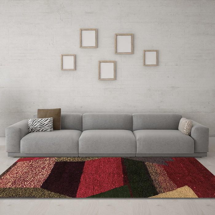 Machine Washable Abstract Brown Modern Rug in a Living Room,, wshabs3090brn