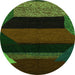 Round Machine Washable Abstract Green Modern Area Rugs, wshabs3090grn