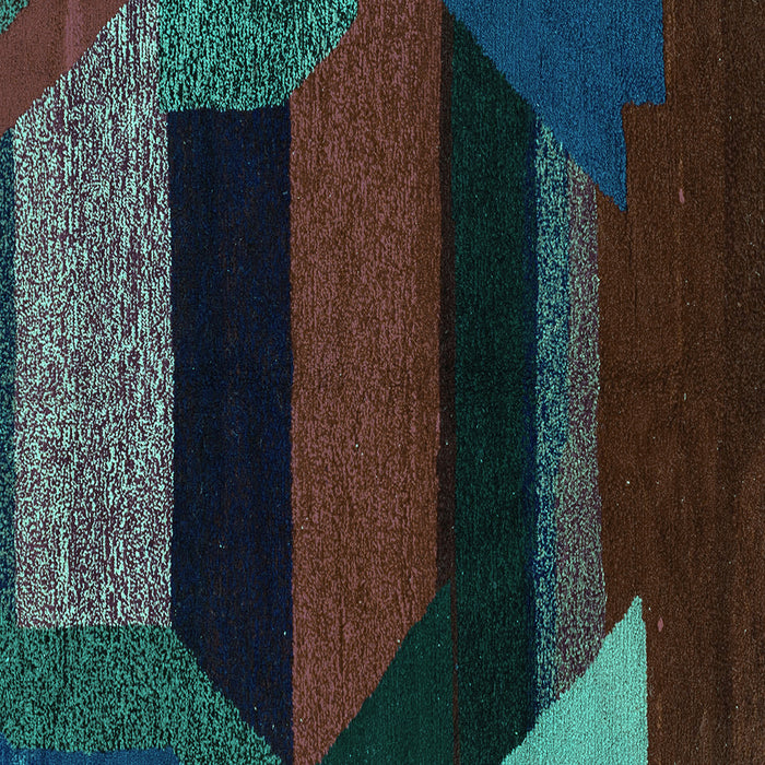 Square Machine Washable Abstract Turquoise Modern Area Rugs, wshabs3090turq