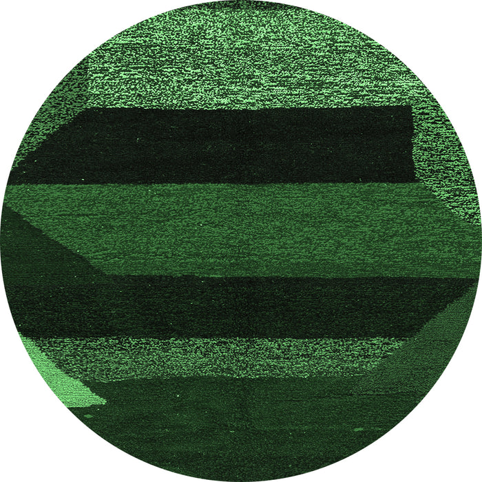 Round Abstract Emerald Green Modern Rug, abs3090emgrn