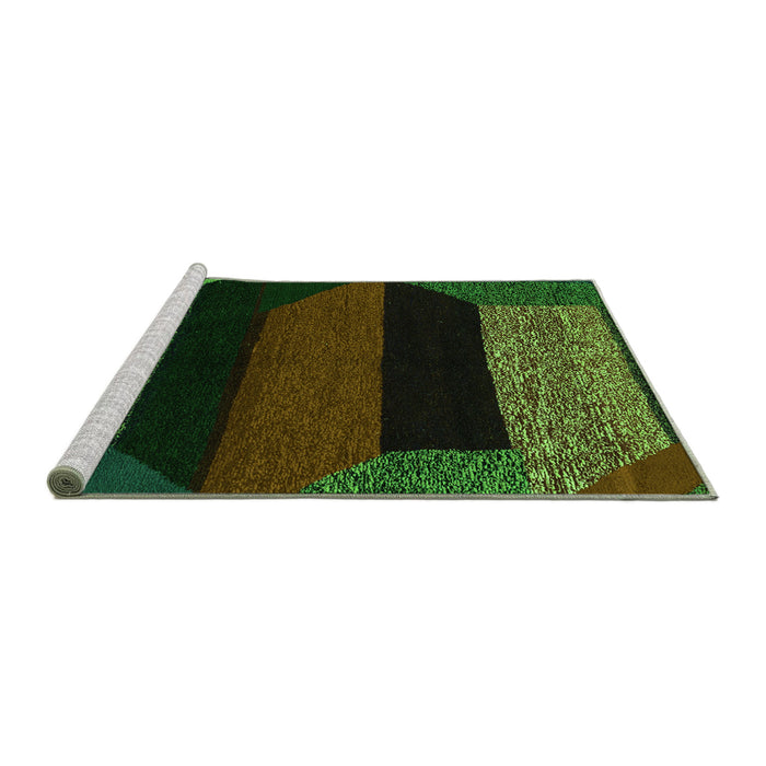 Sideview of Machine Washable Abstract Green Modern Area Rugs, wshabs3090grn