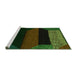 Sideview of Machine Washable Abstract Green Modern Area Rugs, wshabs3090grn