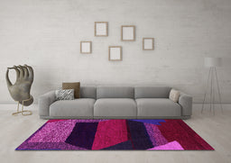 Machine Washable Abstract Pink Modern Rug in a Living Room, wshabs3090pnk