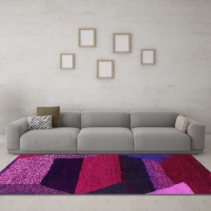 Machine Washable Abstract Pink Modern Rug in a Living Room, wshabs3090pnk