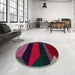 Round Abstract Plum Purple Modern Rug in a Office, abs3090