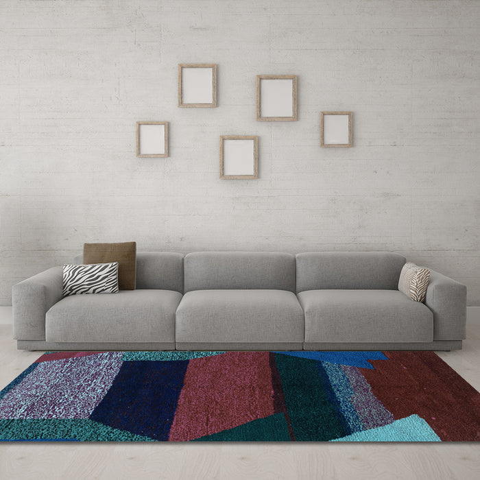 Machine Washable Abstract Light Blue Modern Rug in a Living Room, wshabs3090lblu