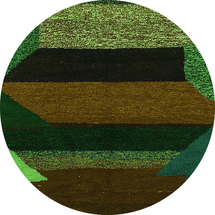 Round Abstract Green Modern Rug, abs3090grn