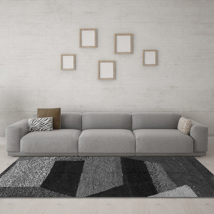Machine Washable Abstract Gray Modern Rug in a Living Room,, wshabs3090gry