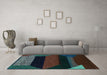 Machine Washable Abstract Turquoise Modern Area Rugs in a Living Room,, wshabs3090turq