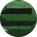 Round Machine Washable Abstract Emerald Green Modern Area Rugs, wshabs3090emgrn