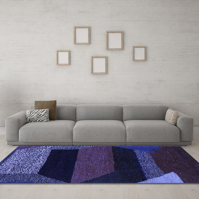 Machine Washable Abstract Blue Modern Rug in a Living Room, wshabs3090blu