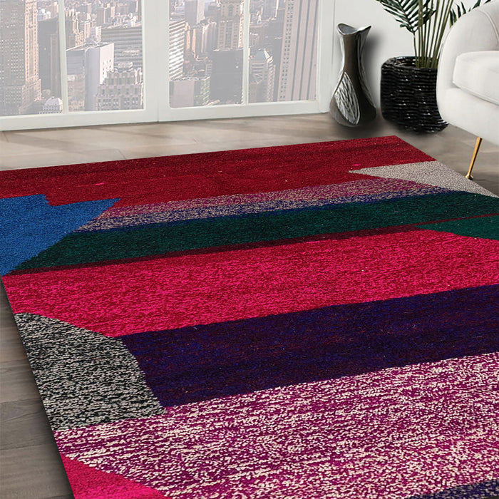 Machine Washable Abstract Plum Purple Rug in a Family Room, wshabs3090