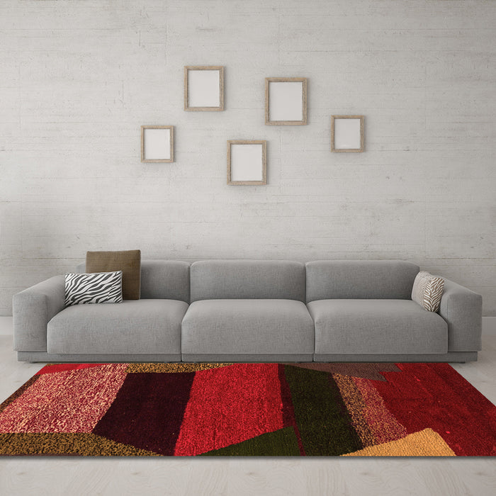 Machine Washable Abstract Orange Modern Area Rugs in a Living Room, wshabs3090org