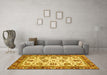 Machine Washable Oriental Yellow Traditional Rug in a Living Room, wshabs3091yw