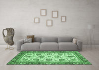 Machine Washable Oriental Emerald Green Traditional Rug, wshabs3091emgrn