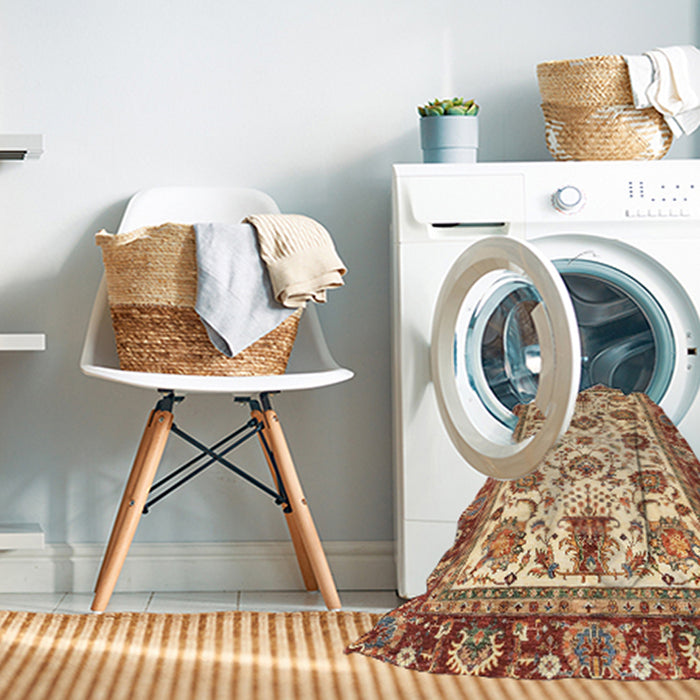 Machine Washable Abstract Yellow Rug in a Washing Machine, wshabs3091