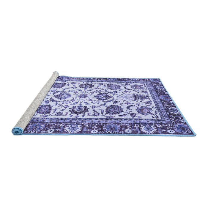 Sideview of Machine Washable Oriental Blue Traditional Rug, wshabs3091blu