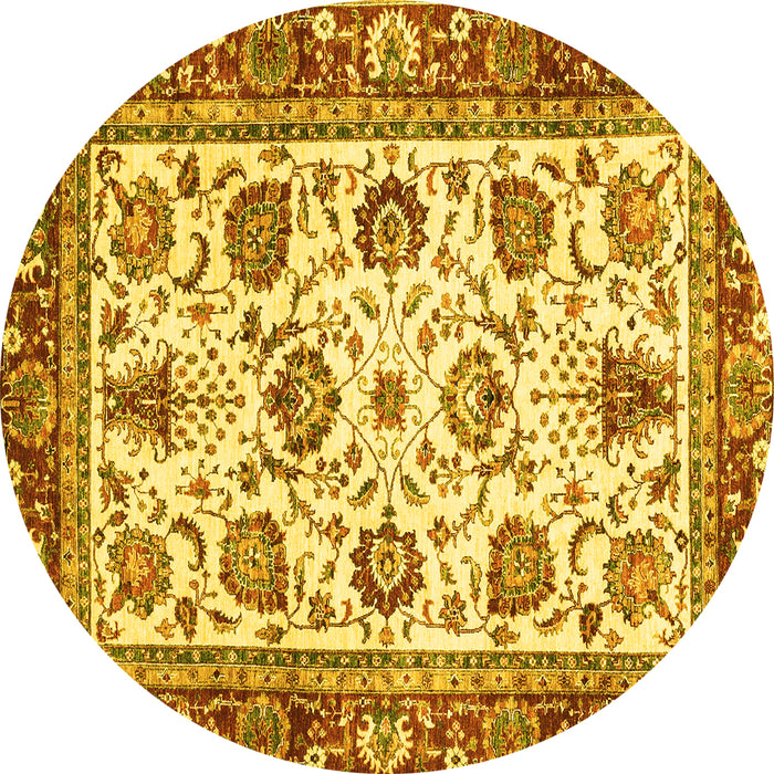 Round Oriental Yellow Traditional Rug, abs3091yw