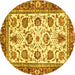 Round Oriental Yellow Traditional Rug, abs3091yw