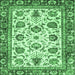 Square Machine Washable Oriental Emerald Green Traditional Area Rugs, wshabs3091emgrn