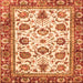 Square Machine Washable Oriental Orange Traditional Area Rugs, wshabs3091org