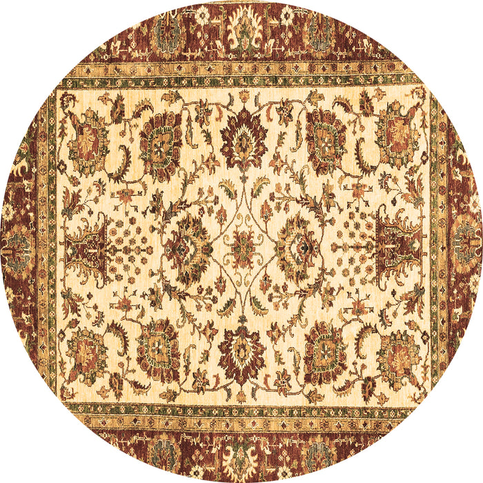 Round Machine Washable Oriental Brown Traditional Rug, wshabs3091brn