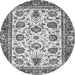 Round Machine Washable Oriental Gray Traditional Rug, wshabs3091gry