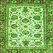 Square Machine Washable Oriental Green Traditional Area Rugs, wshabs3091grn