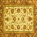 Square Machine Washable Oriental Yellow Traditional Rug, wshabs3091yw