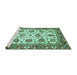 Sideview of Machine Washable Oriental Turquoise Traditional Area Rugs, wshabs3091turq