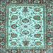 Square Machine Washable Oriental Light Blue Traditional Rug, wshabs3091lblu