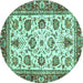 Round Oriental Turquoise Traditional Rug, abs3091turq