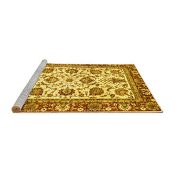 Sideview of Machine Washable Oriental Yellow Traditional Rug, wshabs3091yw