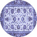 Round Machine Washable Oriental Blue Traditional Rug, wshabs3091blu